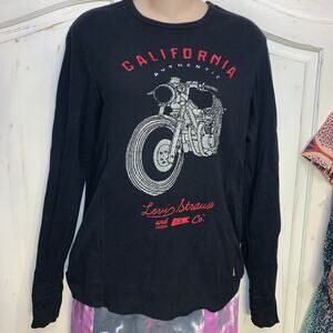 Y2K LEVIS THERMAL WAFFLE CALIFORNIA HARLEY BIKER MOTORCYCLE GRAPHIC TOP S